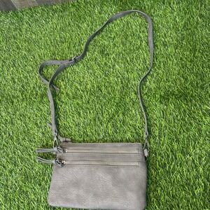 Gray Crossbody Purse with Triple Zipper Front Pockets Unbranded Manmade Material